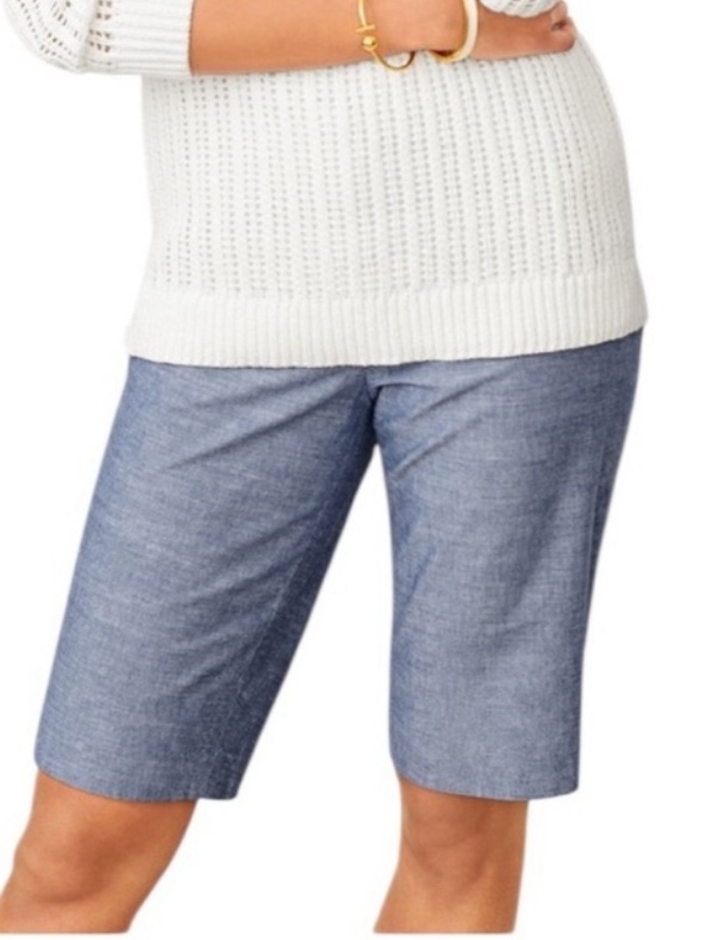 Talbots Light Blue Chambray Tailored Bermuda Perfect Shorts 100% Cotton